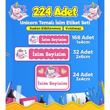 Unicorn Temalı Okul Kreş Kişiye Özel İsim Etiket Seti - Model 46 Çok Renkli