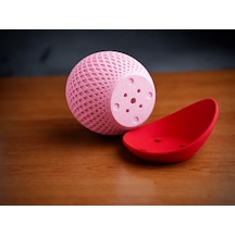 Bezos 3d Baskı Küre Saksı - Kafes Dokulu İki Parçalı Dekoratif Saksı - Pembe-kırmızı Pro Standart