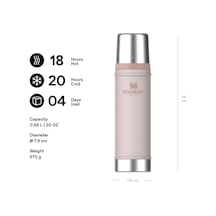 Classic Legendary Vakumlu Termos 0.60 Litre - Hammertone Rose Quartz Paslanmaz Çelik Çok Renkli