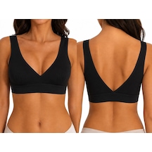 Best Bra Lingerie Best Bra Dikişsiz Balensiz V Yaka Sütyen Lazer Kesim İz Yapmaz Push-up Comfort Bralet Büstiyer siyah