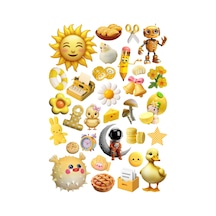 31 Adet Uzay, Yaz Ve Deniz Temalı Sticker Seti - Etiket Seti Sketchbook Sarı