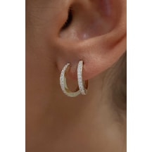 Fiyonk Kuyumculuk 14 Ayar Altın Taşlı Halka Küpe Orta Boy 001