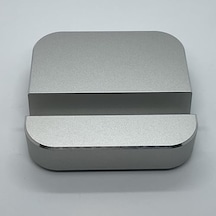 Premium Alüminyum Cep Telefonu Standı Masaüstü Kullanım İçin Ergonomik, Kompakt Tasarım, İphone Ve Android Uyumlu, Gümüş Grisi