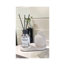 Buççin Online Mağaza Dekoratif Mini Pampas Kuru Çiçek Vazosu Fresh Soft Oda Kokusu Standlı Set Beton Beyaz