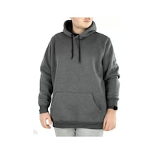 Erkek Uzun Kol Kapşonlu Basic Sweatshirt Hoodie - Füme