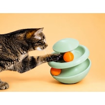 Bezos 3d Baskı İki Toplu Kedi Oyuncağı Kule Etkileşimli Kedi Oyun Kulesi Toplu Parkur - Yeşil Mac