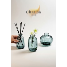 Chacha Home 3'lü Minimalist Dekor Cam Vazo - Turkuaz Turkuaz