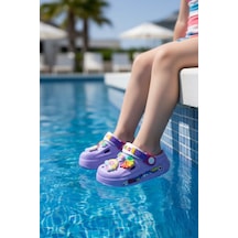 Calx Kız Bebek-çocuk Tavşan Figürlü Kaydırmaz Taban Terlik Sandalet Bnt9047 Lila