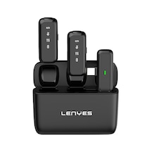Lenyes Lm201 Type-c Şarj Portlu Kablosuz Yaka Mikrofonu Siyah