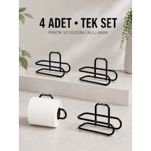 Mey İthalat Duvara Yapışkanlı Wc Kağıtlık Siyah Metal 4 Adet Tuvalet Kağıdı Rulo Askısı Diğer