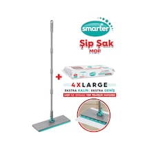 Smarter Yeni Şip Şak Mop + Yer Havlusu Otomatik El Değmeden Tüm Bezlerle Uyumlu Temizlik Seti P Gri