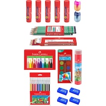 Faber-Castell 15 Parça Okul Öğrenci Seti,Boyama Seti,Yazı Seti,Stick Yapıştırıcı,Silgi,Kalemtıraş Donanımlı Set