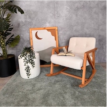 Nini Sallanan Ahşap Berjer Beyaz