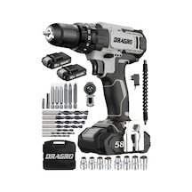 Dragro GTX-58 58V 5 AH Darbeli Çift Akülü Vidalama Makinesi Gri