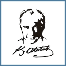 Bezos K.atatürk Silüetli İmzalı Oto Sticker Siyah 19x15cm Btkfz Standart