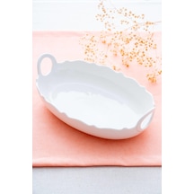 Acar Nirvana Oval Sunum Tabağı - 26 Cm Beyaz