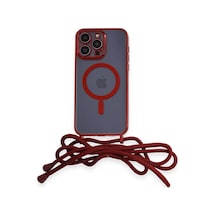 Ilkeshop Newface Apple iPhone Uyumlu 14 Pro Max Kılıf Divo Lazer Askılı Magsafe Kapak - Kırmızı