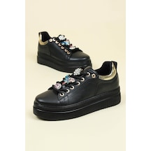 Taşlı Sneakers Siyah-Siyah