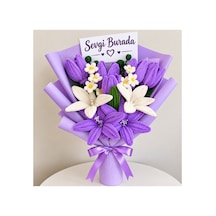 Hediyelik Lila Ve Beyaz Lale Ve Lilyum Buket Mor - 934264153 Mor