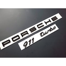 Porsche 911 Turbo Gloss Black Bagaj Yazısı Seti 3'lü Paket
