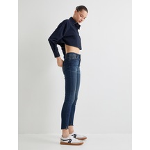 Koton Yüksek Bel Skinny Fit Jeans Dar Kısa Paça Dar Kesim - Carmen Skinny Jean Orta İndigo 4sal40122md İndigo