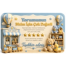 Oyuncak Mağazası Temalı Thank You Kartı Müşteri Yorum Kartı 8x5 Cm Açık Mavi