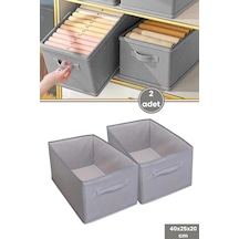 2 Li Pantolon Kazak Düzenleyici Set, Elbise Kıyafet Çamaşır Saklama Kutusu Mukava Destekli 40x25cm Gri