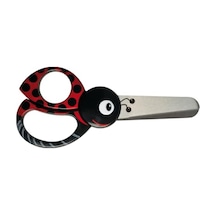 Uğur Böceği Motifli Çocuk Hayvan Makası, 4 Yaşından İtibaren, Uzunluk: 13 Cm, Sağ Ve Sol Elini Kullananlar İçin, Paslanmaz Çelik Bıçak/plastik Saplar, Kırmızı, 1004612