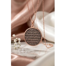 925 Ayar Gümüş Ayetel Kürsi Yazılı Madalyon Kolye Rose Gold