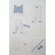 Breeze Erkek Bebek Hastane Çıkışı 10 Lu Sabit Yelekli Fiyonk Detaylı 0-3 Ay, Ekru