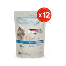Bonacibo Uskumru Balıklı Pouch Yetişkin Kedi Maması 12 x 85 G