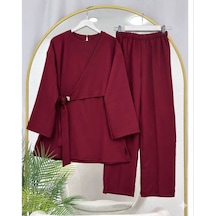 Lovie Moda Kruvaze Bağlamalı İkili Takım Bordo Lovie Moda Kruvaze Bağlamalı İkili Takım Bordo