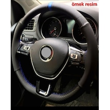 Opel Vectra C Kasa Uyumlu Alkantara-Karbon Dikmeli Direksiyon Kılıfı Mavi Yüzüklü