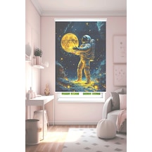 Perdeoutlet38 Enxboy Astronot Dijital Baskılı Zebra Perde-cocuk Odası-stor Perde Renkli