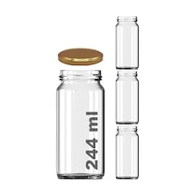 3 Adet 224 Ml Cam Kavanoz, Gold Metal Kapaklı, Şeffaf Konserve Kavanozu 224 Mililitre Çok Renkli