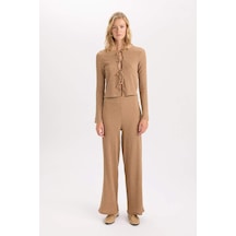 DeFacto Wide Leg Geniş Bol Paça Esnek Belli Basic Düz Bürümcük Pantolon D6300AX24AUBG138