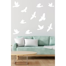 Uçan Kuşlar Dekoratif Duvar Sticker Kuş Sürüsü Beyaz 22 Adet