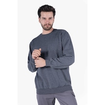 2 İplik Bisiklet Yaka Sweatshirt Füme Melanj