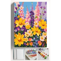 Sayılarla Boyama Seti Numaralı Tuval Fırça Boya Askı Aparatı Dahil Set 40x50 Cm - Sarı Papatyalar