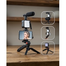 Vlog Kiti Tripod Mini Mikrofonlu Telefon Tutucu Uuczzzay49kameratelefontutucu5 Belirtilmemiş
