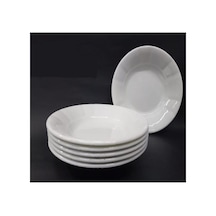 12 Adet Beyaz Oluklu Melamin Çukur Yemek Tabağı 18x3cm Pilav, Kuru Nohut Çok Hesaplı Sulu Yemek Kabı Beyaz