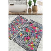 Etova Banyo Halısı Djt 3 Lü Set Banyo Halısı Paspas Yıkanabilir Kaymaz Çok Renkli