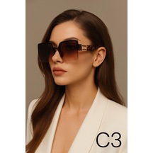 Kadın Uv 400 Korumalı Çerçevesiz Güneş Gözlüğü A-036 Leopar - 713545063 Kahverengi