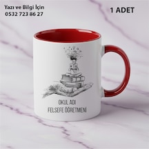Felsefe Öğretmeni Ve Öğretmenler Günü İçin Kişiye Özel İsim Baskılı Kupa Bardak Öğretmene Hediyelik Kırmızı