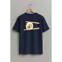 Bahriyeli Collection Oversize Sushi, Sushi Makizushi Japanese Cuisine Sırt Tasarımlı Unisex T-shirt Lacivert