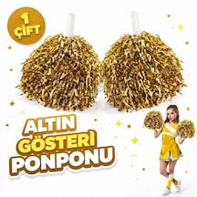 1 Çift 2 Adet Altın Renk 23 Nisan 19 Mayıs 29 Ekim Okul Gösteri Ponponları Ekstra Dolgun 2 "