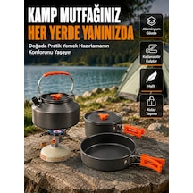 Katlanabilir Kulplu Alüminyum Kamp Tencere Tava Çaydanlık Seti Piknik Ve Doğa Kampı İçin Diğer