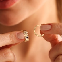 Sembol Gold Meridyen Altın Halka Küpe 1.5 CM