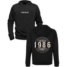 Vintage One Of A Kind 1986 Siyah Ön Arka Baskılı Sweatshirt 001