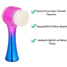 Çift İşlevli Renkli Cilt Yüz Temizleme Fırçası Peeling Masaj Etkili Gözenek Temizleyici Alet 5615